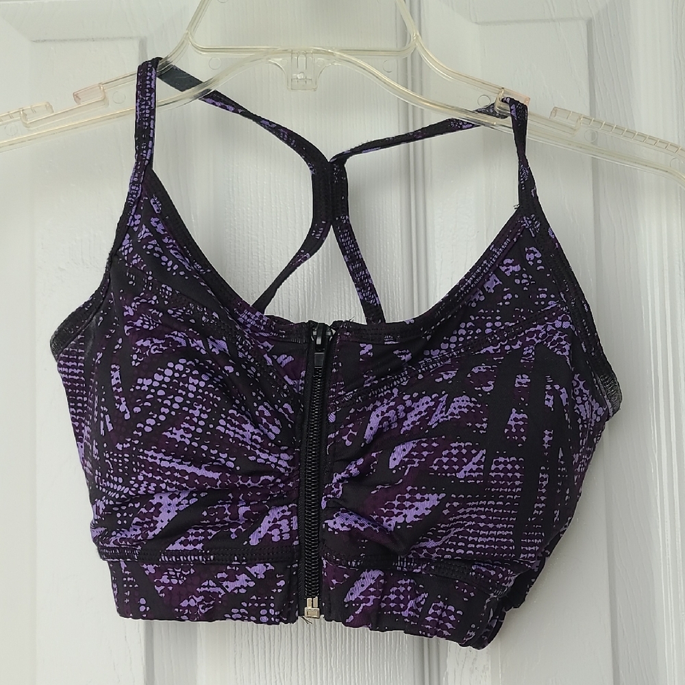 New York & Company Black and Purple Sports Bra